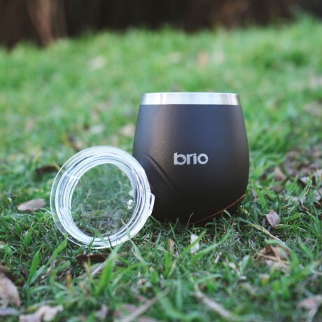 Mate Con Tapa De Acero Inox brio Redondo Negro