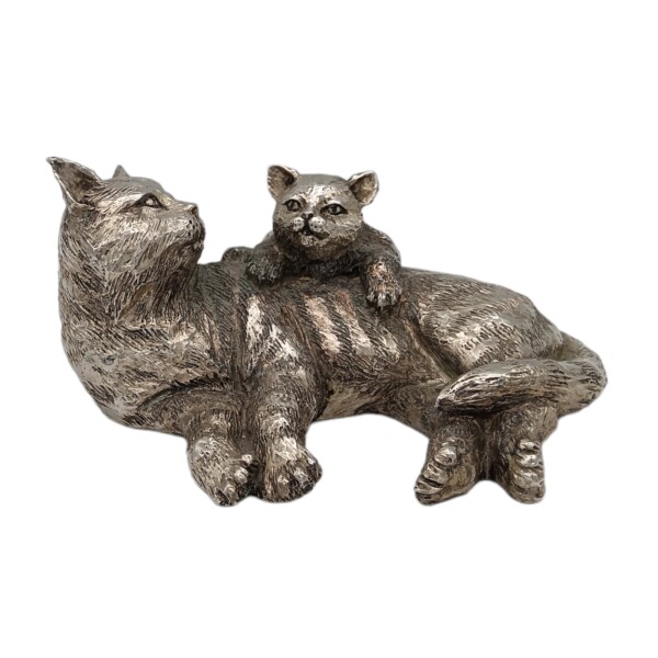 ADORNO PELTRE GATOS 01 - Adulto - Plateado Plateadouniforme