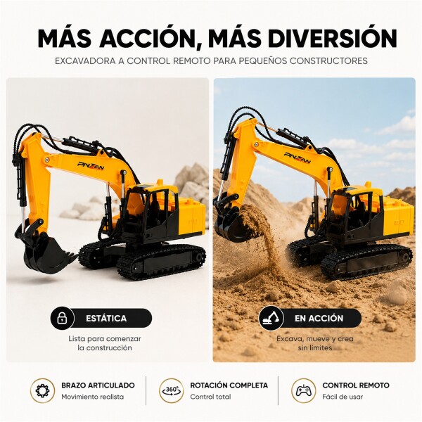 Excavadora a Control Remoto con Luz y Sonido 36 cm AMARILLO