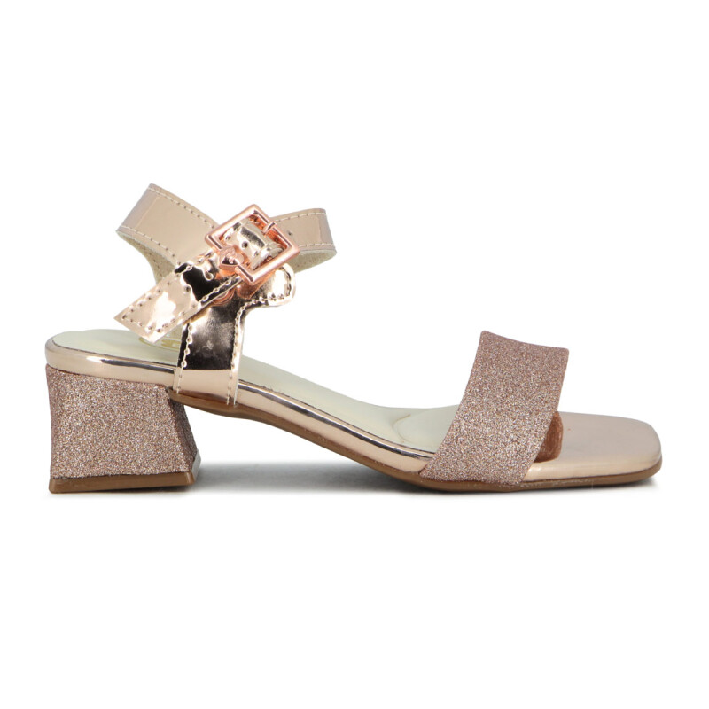 Sandalia Molekinha Niña Mini Shine Taco 3cm Oro