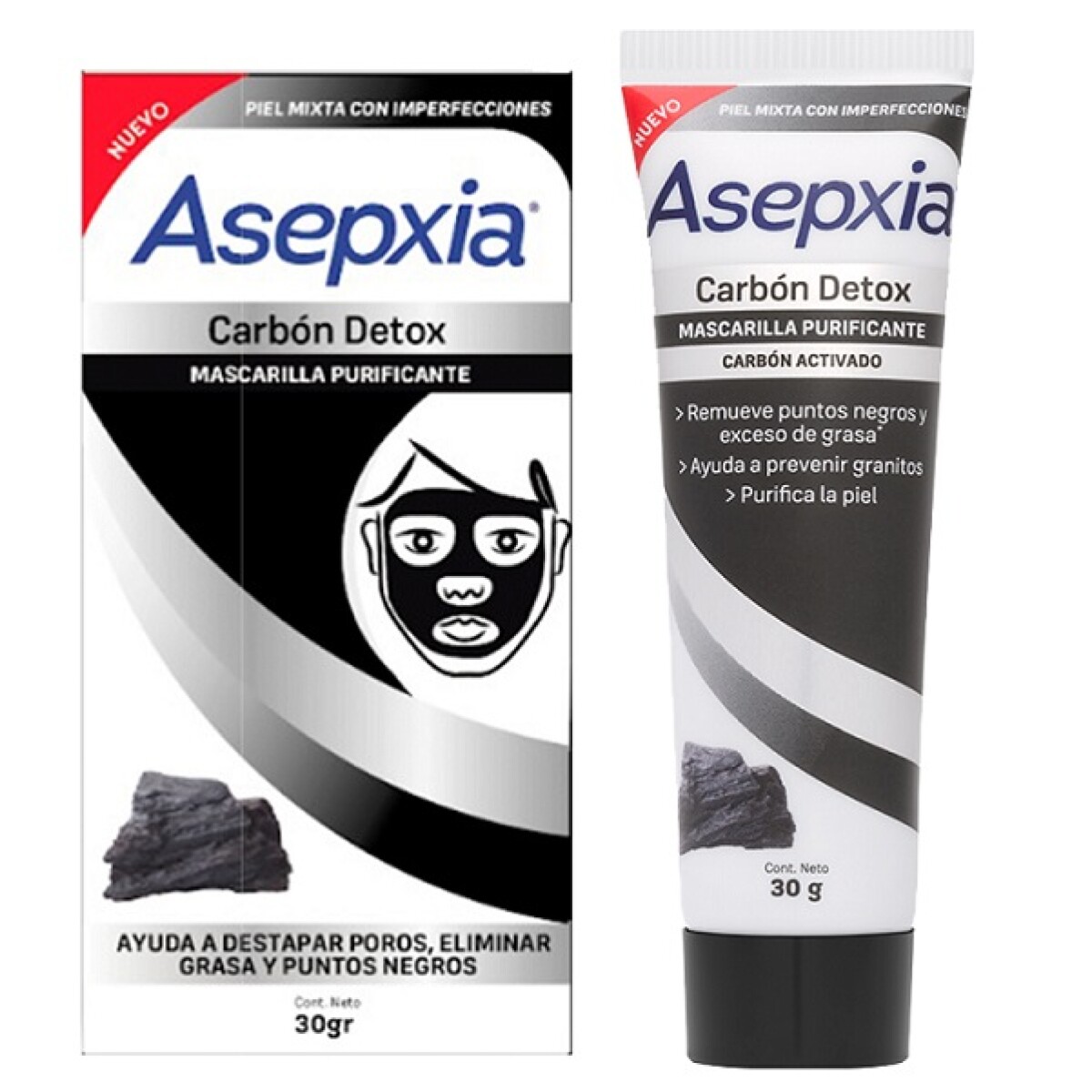 Mascarilla Facial Asepxia Carbón Detox 30 Grs. 