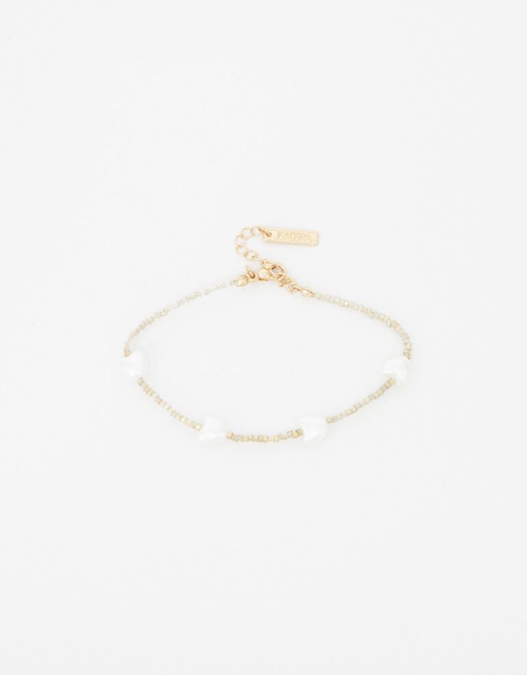 Pulseras Flexibles Perla Pulsera Flexible Con Beads Y Perlas - Dorado