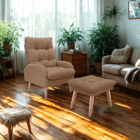 Combo Rustico Poltrona + Puff Nantes Marron