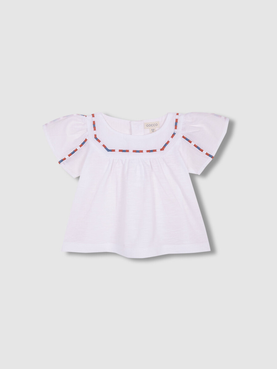 Camiseta De Jersey Y Popelin Con Bordado Blanco