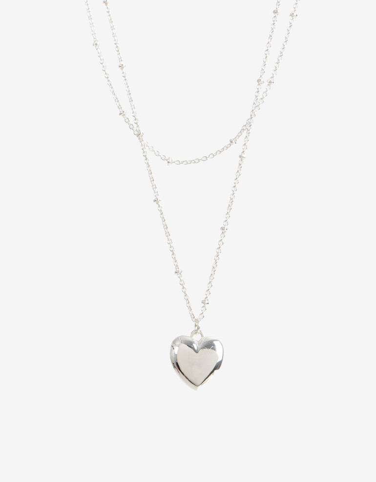 Collares Cortos Con Dijes Collar Corto Layer Corazón - Plateado