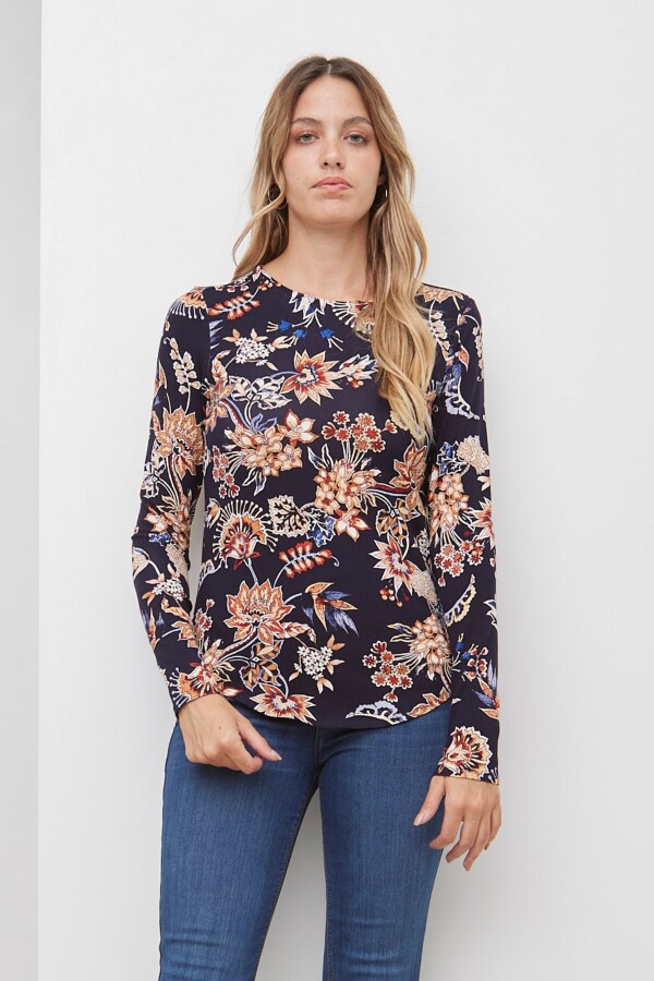 Remera Flores AZUL/MULTI