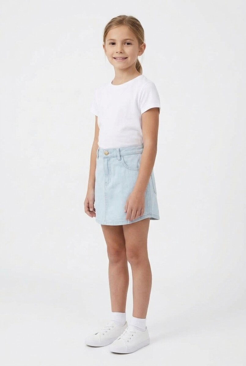 Short-pollera estilo denim - Celeste 