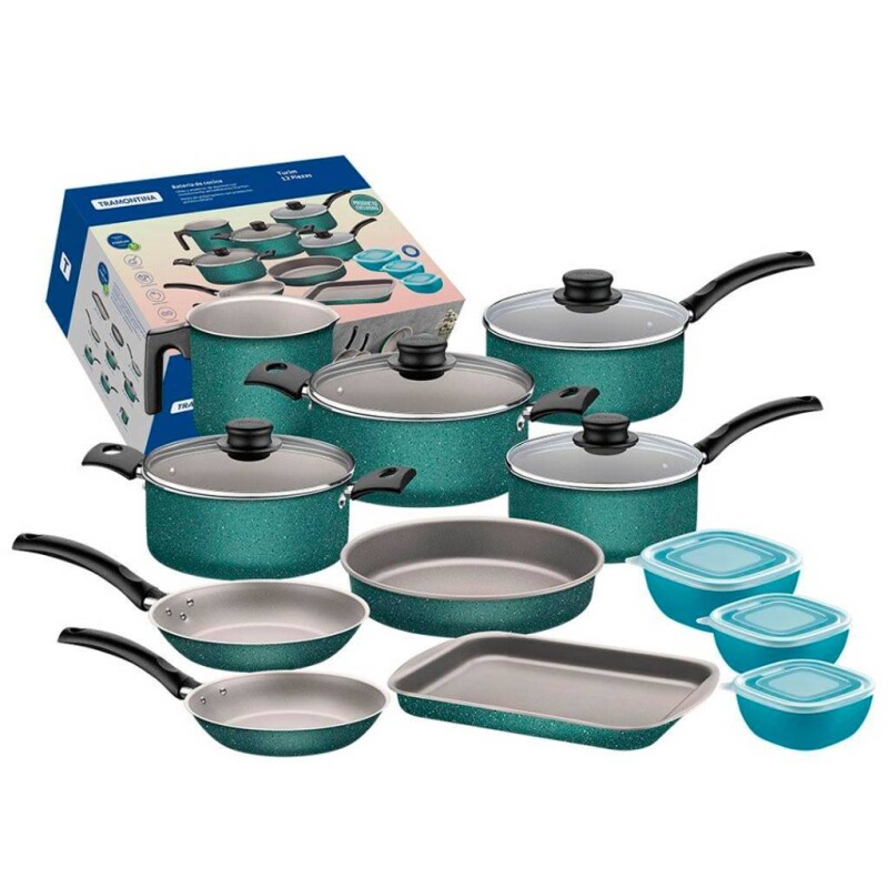 TRAMONTINA Juego de Bateria 12pz TURIM AZUL PETREOLO TRAMONTINA Juego de Bateria 12pz TURIM AZUL PETREOLO