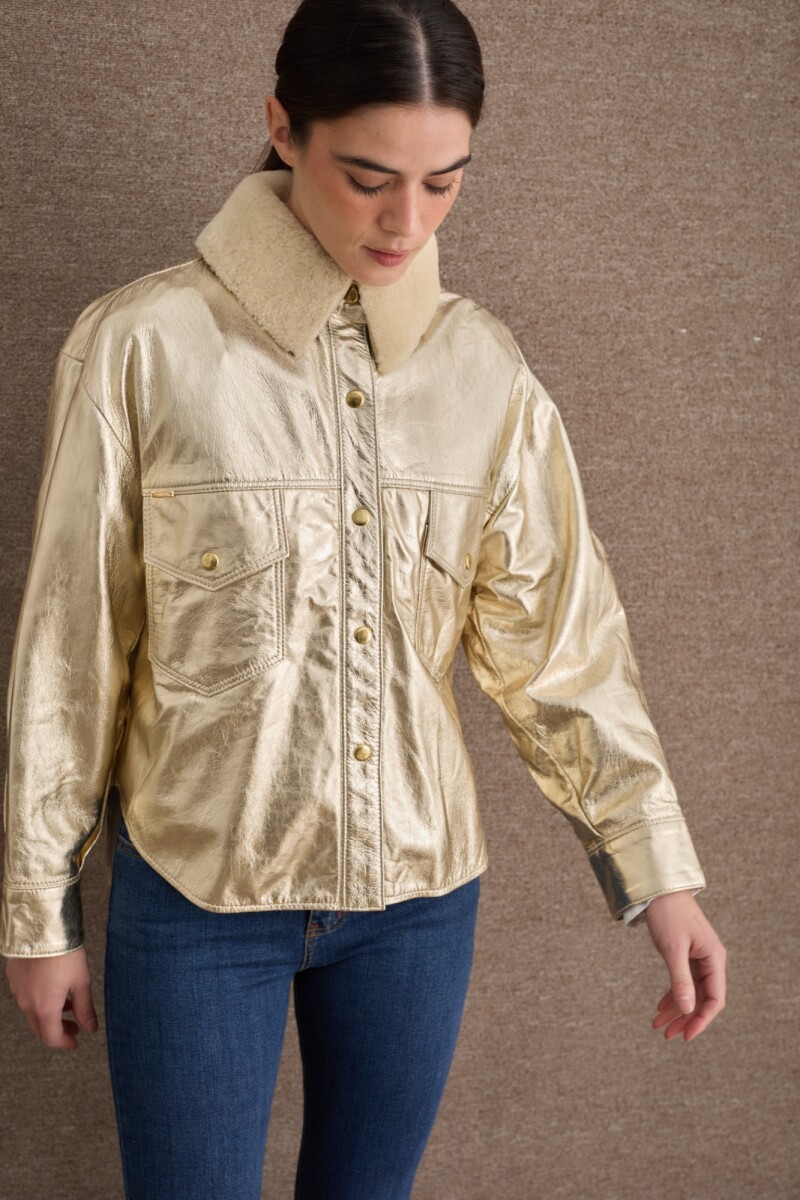 CAMISA COURO METALIZADO SS24 Champagne