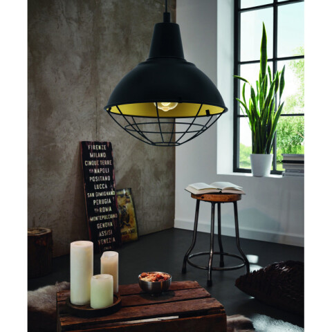 Colgante campana/reja negro 1XE27 Ø305 CANNINGTON EG3121