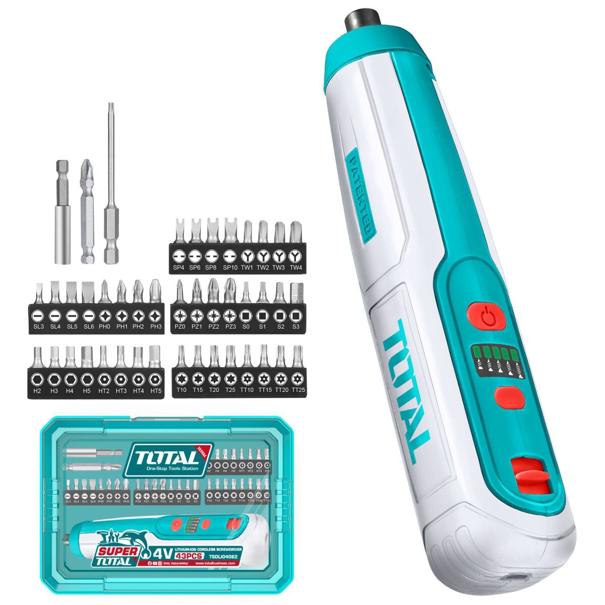 Atornillador Inalámbrico 4v + 43 Accesorios - Usbc 