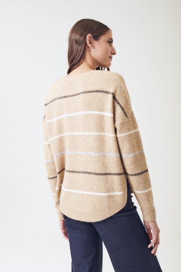 Sweater Rayado Neutro Beige Melange