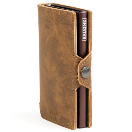 Billetera Baleine Kansas en Aluminio y Cuero con Protección RFID Light Brown