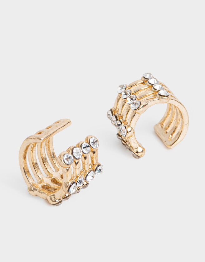 Bijou Cuff Con strass Set De Earcuffs Con Strass - Dorado