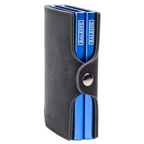 Billetera Baleine Double Kansas en Aluminio y Cuero con Protección RFID Dark Blue