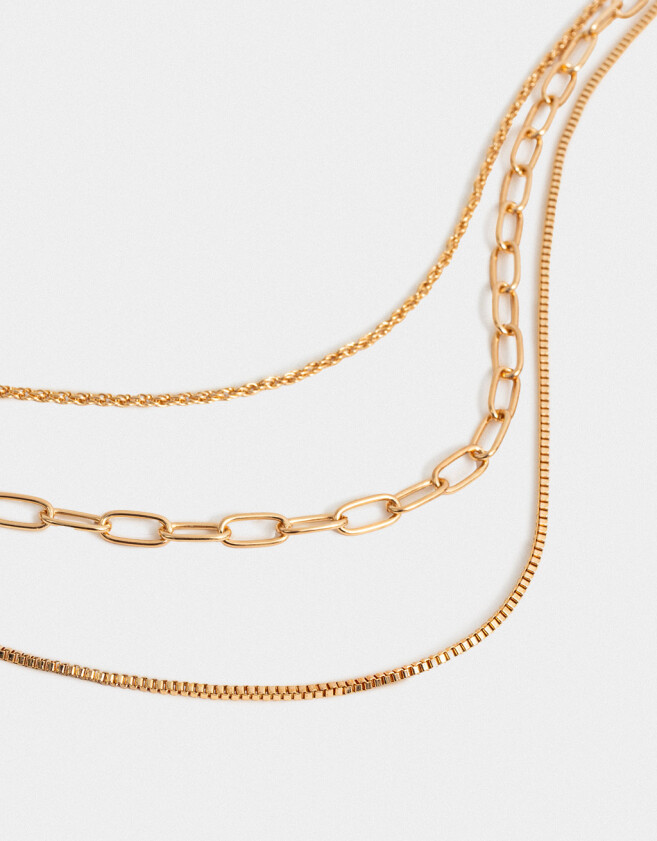 Collares Cortos Collar Corto Bañado En Oro - Dorado