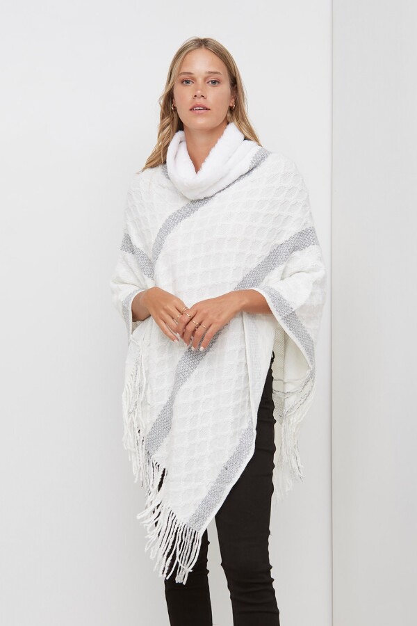 Poncho Detalle Piel CRUDO/MULTI