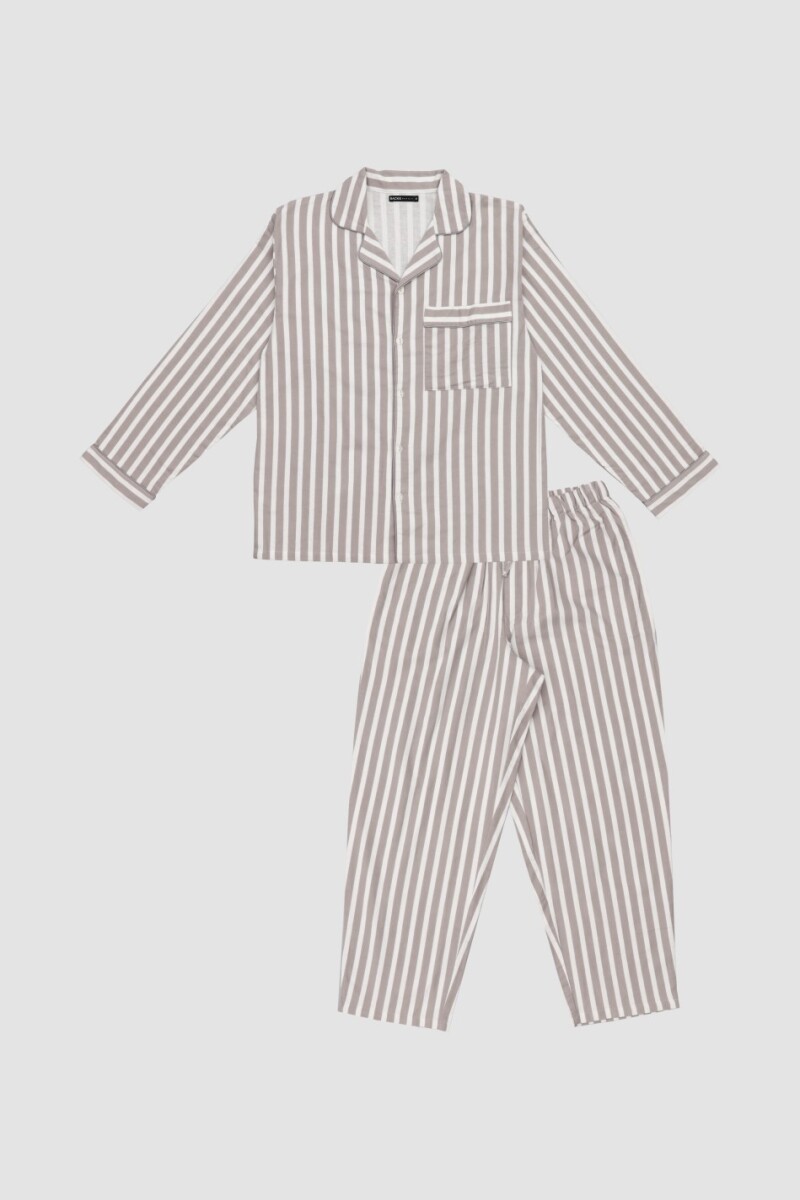 Pijama hombre bonsoir franela - Gris melange 