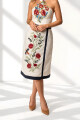 FALDA RECTA CON TEJIDO COMBINADO Y BORDADO Beige