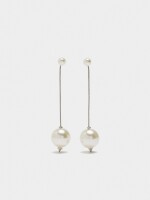 Pendientes Largos De Perlas plateado