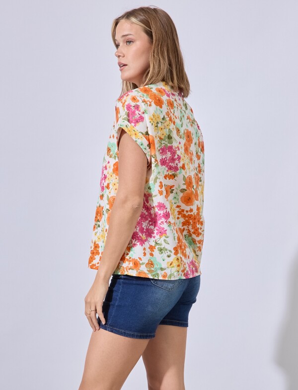 Blusa Flowers MULTI/ANARANJADO