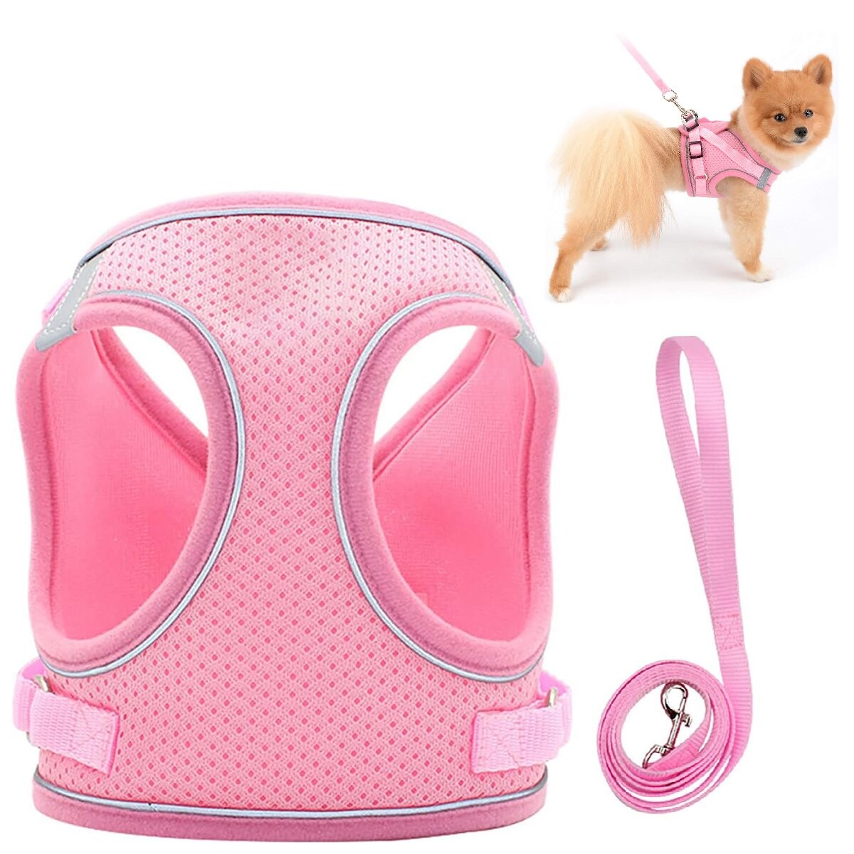 Arnes Reflectivo Talle S Mascota Correa Pechero Perros Gatos - Color Variante Rosa 