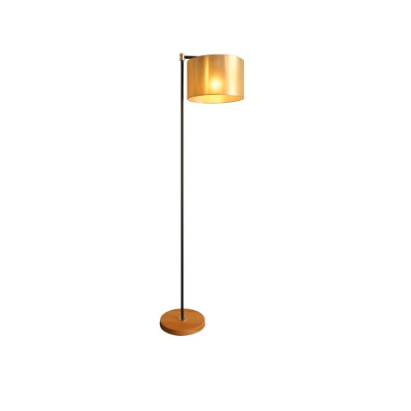 Lámpara De Pie Pantalla Seda Estructura Metal Elegante Negro
