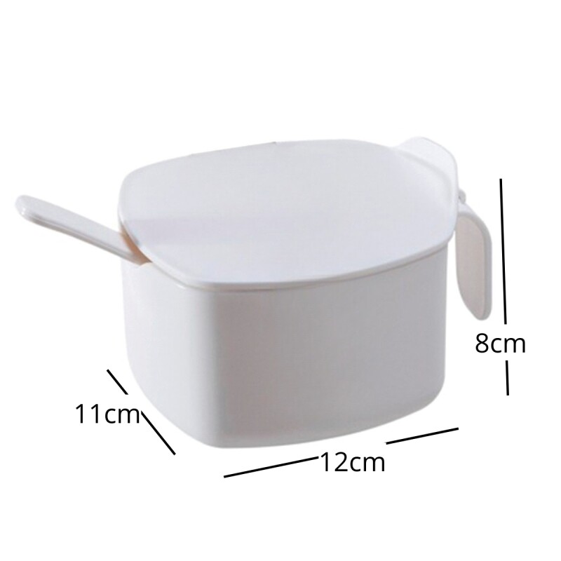 Azucarero con tapa y cuchara de plástico 300 ml Coza BLANCO