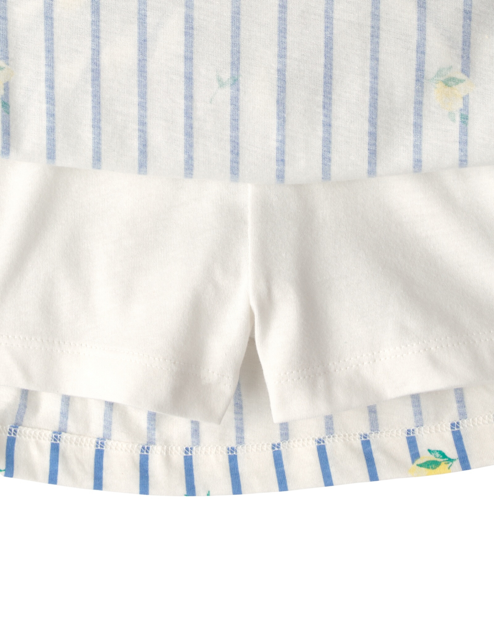 Pollera short de algodón, diseño a rayas con limones Sin color