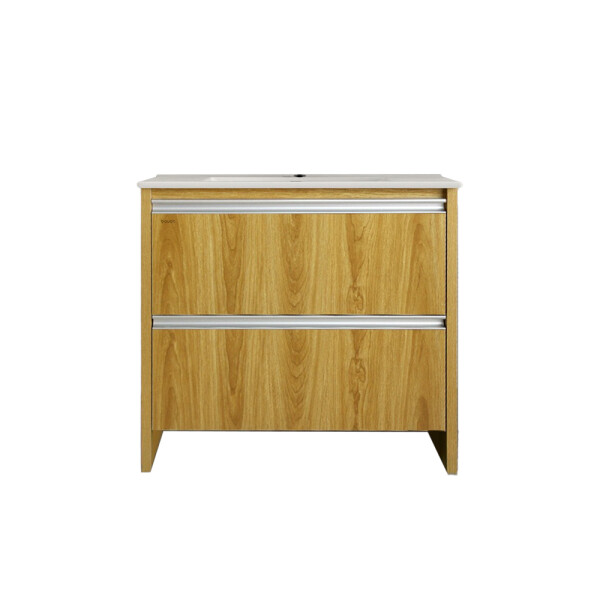 MUEBLE DE BAÑO VANITY MARRÓN CON BACHA BLANCA Mueble De Baño Vanity Marrón Con Bacha Blanca