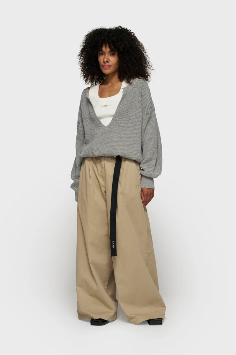 WIDE PANTS TWILL Beige