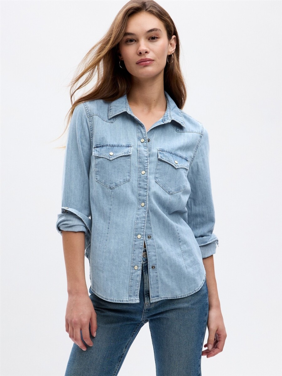 Camisa De Jean Mujer - Light Wash 