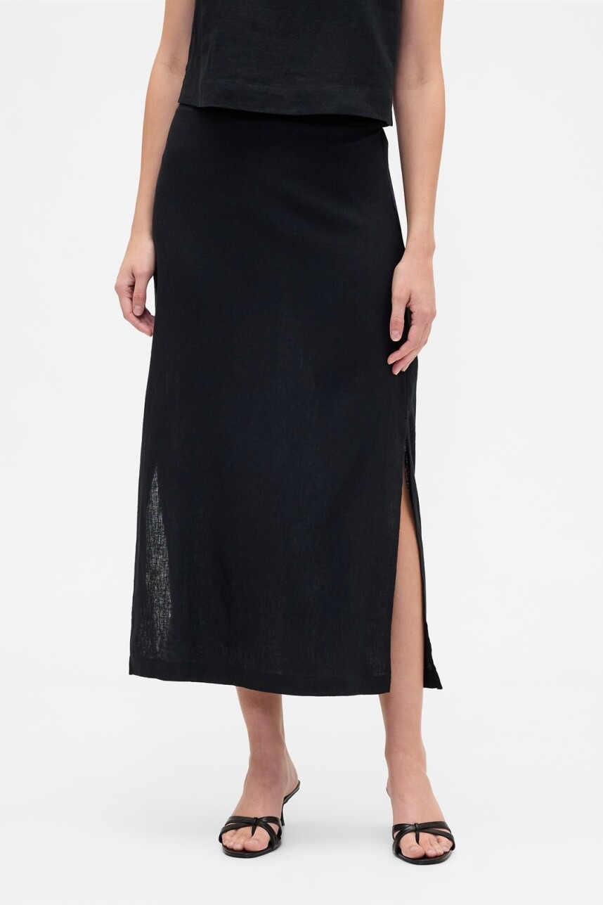 Pollera De Lino Mujer True Black