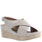 Sandalia de Mujer Lady Confort LESLIE con tiras cruzadas y velcro en tobillera Beige Claro