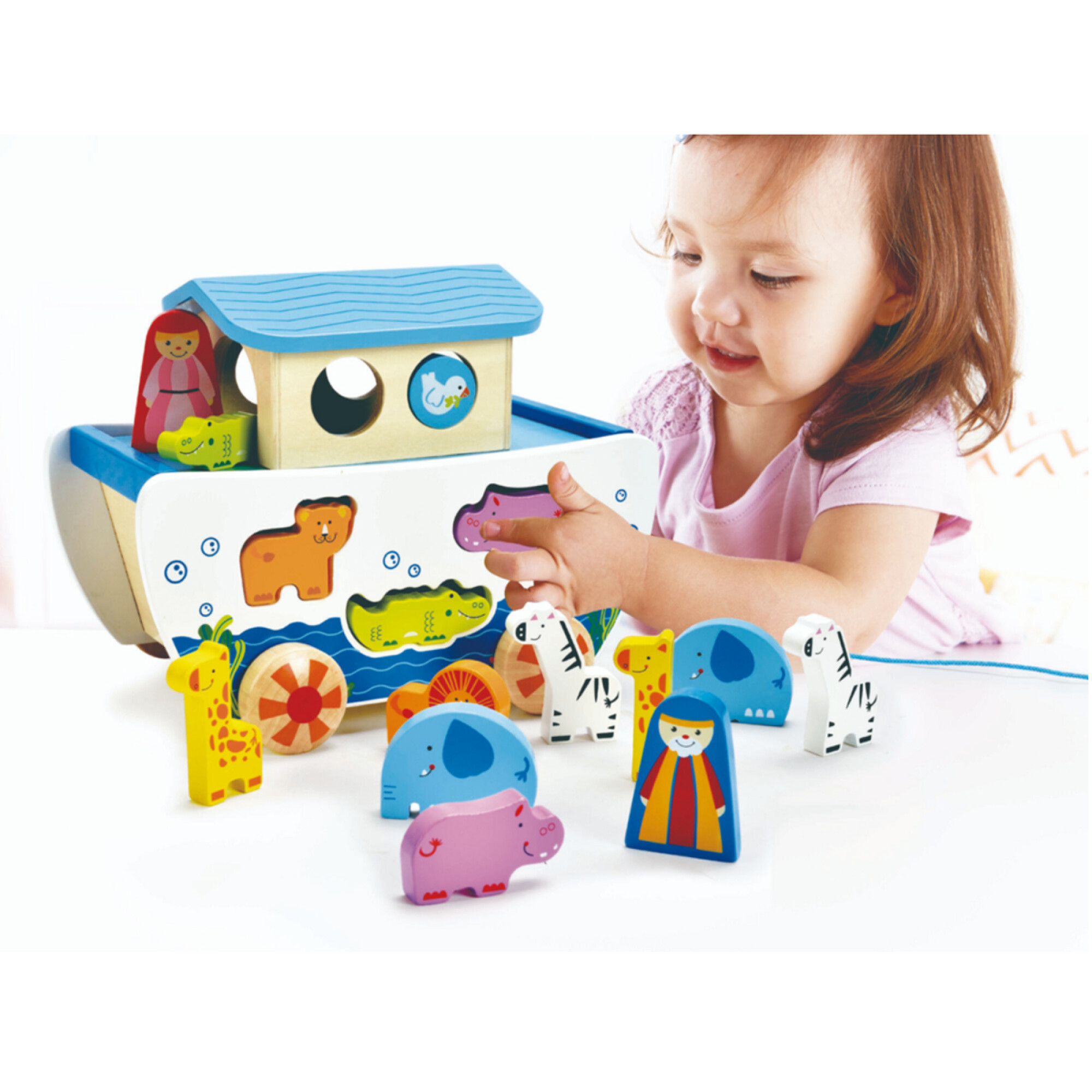 Hape Arca De Noé De Madera Con Animales Encajables – Juguete De Arrastre Para Niños De 12 Meses