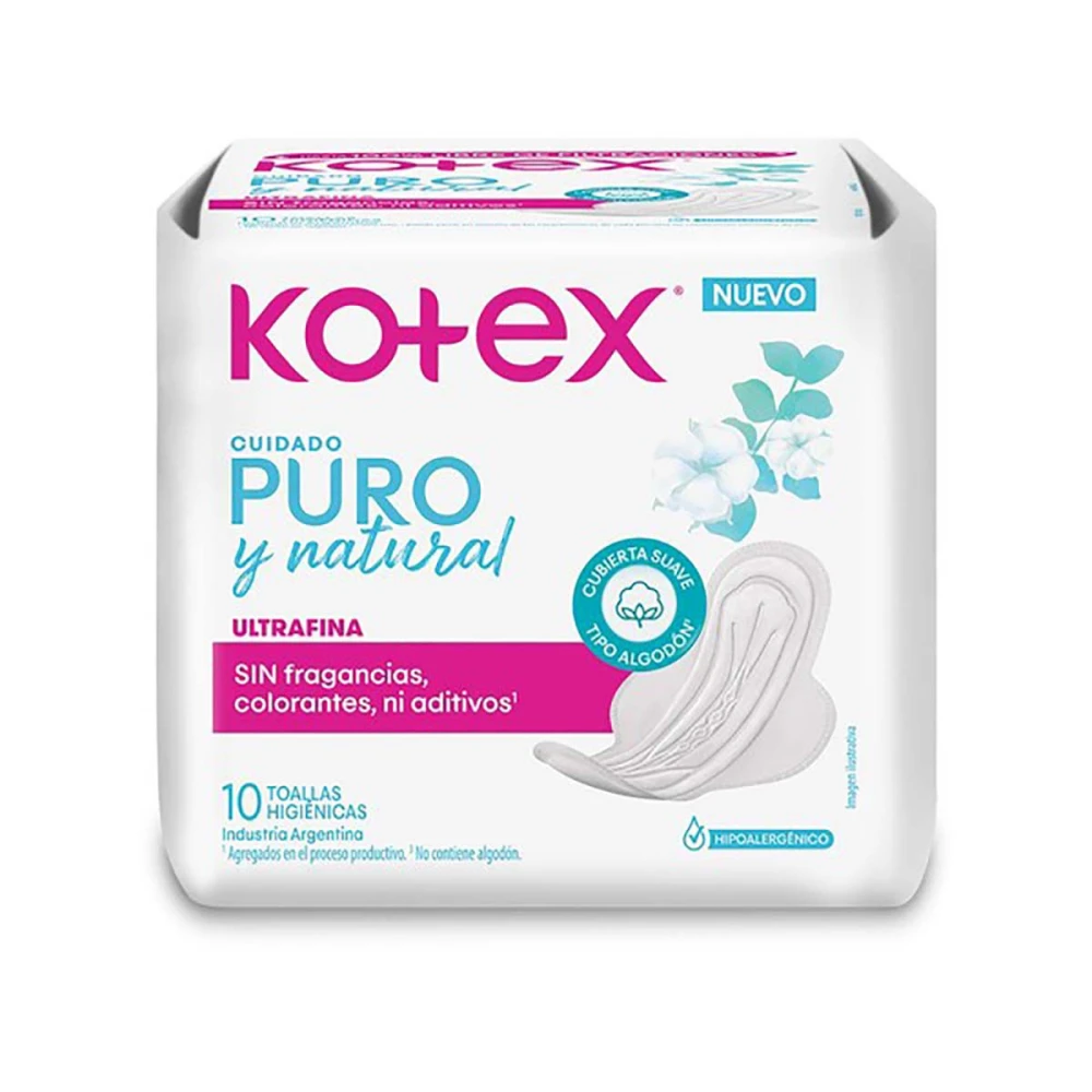 KOTEX TOALLA FEM PURO Y NATURAL ULTRF