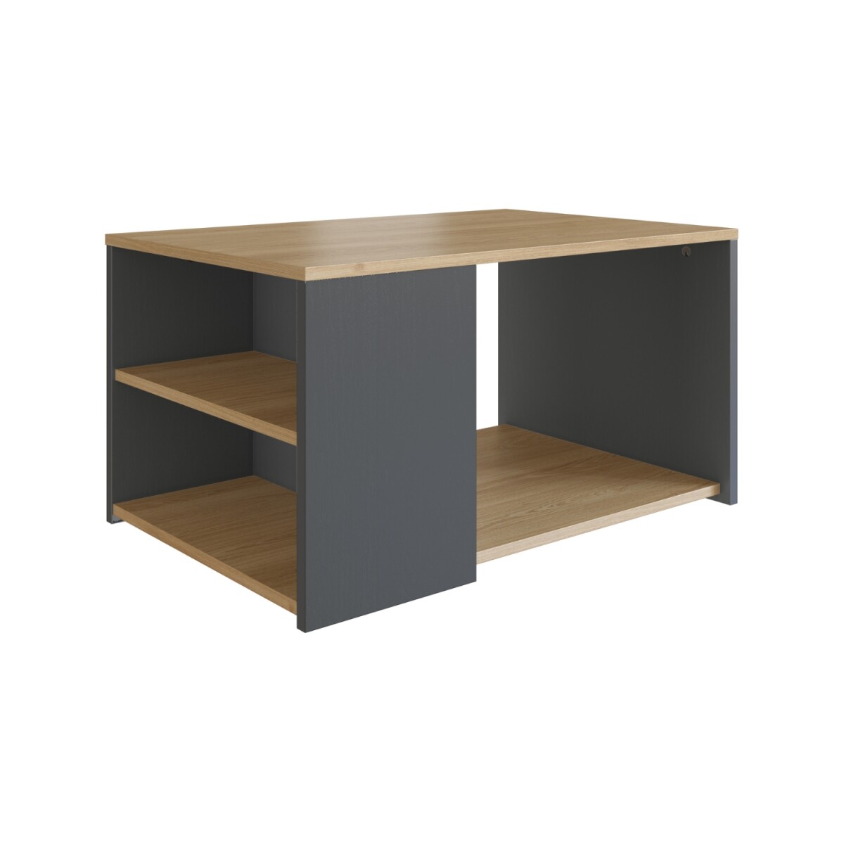 Mesa Ratona De Centro Living grafito/roble Con Estante Lumax 