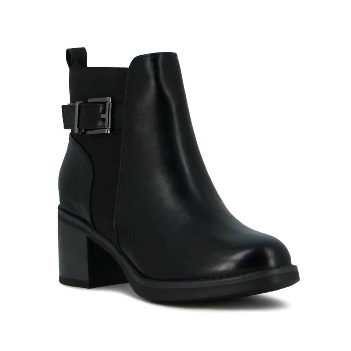 Botas Mujer Darkness Caña Baja Y Taco Cuadrado - Negro 