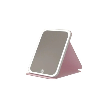 Espejo con luz led y estuche cuerina Rosa