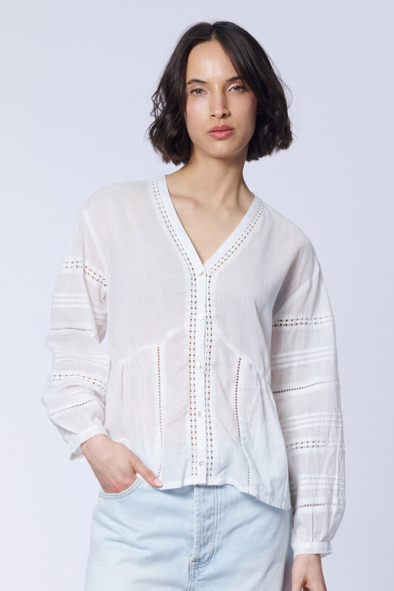 Blusa Manga larga Encaje Blanca