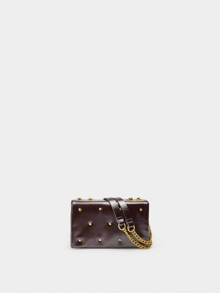 Bolso De Hombro Doble Con Tachuelas marron
