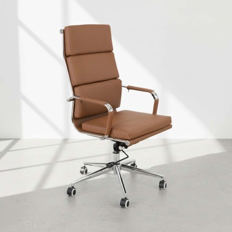 SILLA DE ESCRITORIO PU-Y-ACERO MARRON D-105