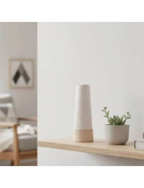 FLORERO LARGO DE RED D6x16CM CERAMICA BLANCO/NATURAL FLORERO LARGO DE RED D6x16CM CERAMICA BLANCO/NATURAL