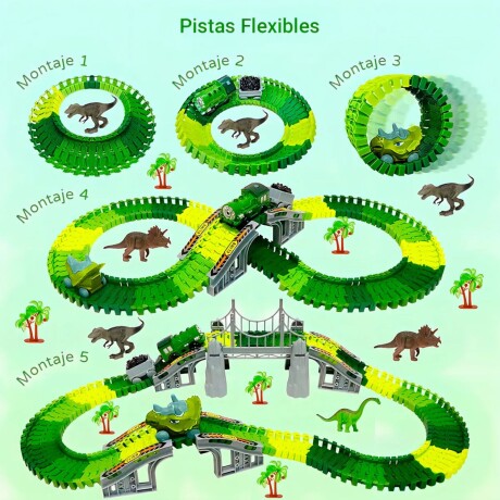 Juguete pista dinosaurio para armar con vehículos y 275 piezas Juguete pista dinosaurio para armar con vehículos y 275 piezas