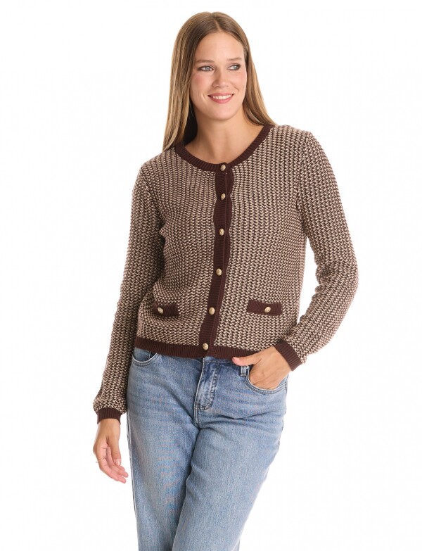 Cardigan Tweed MARRON/MULTI