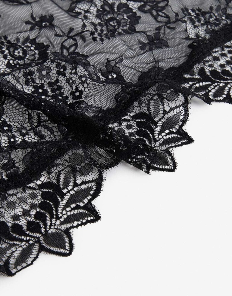 Pañuelos Raso Pañuelo Triangular De Encaje Negro - Negro