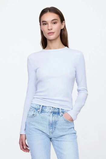 Remera Rib Manga Larga Mujer Urban Blue