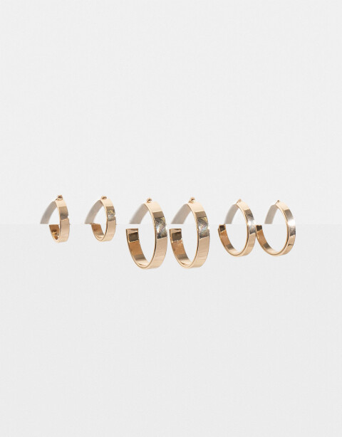 Aros Argollas Set Metal Set De Argollas - Dorado