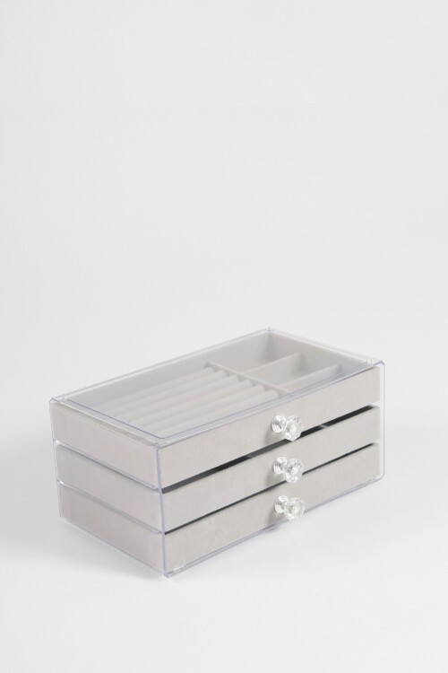 Organizador de bijou compartimentos acrílico gris