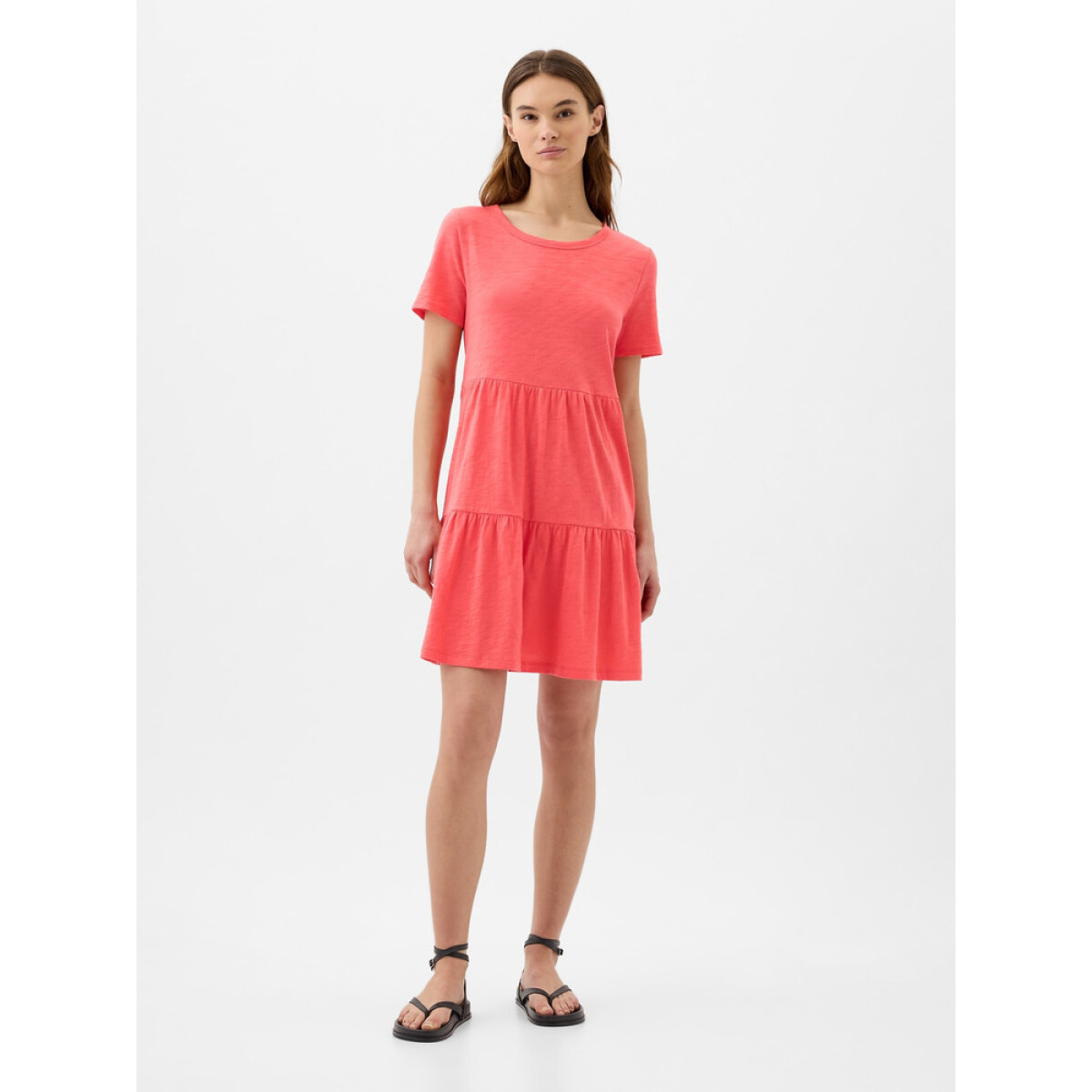 V-SS TIER KNIT DRESS - CAYENNE 